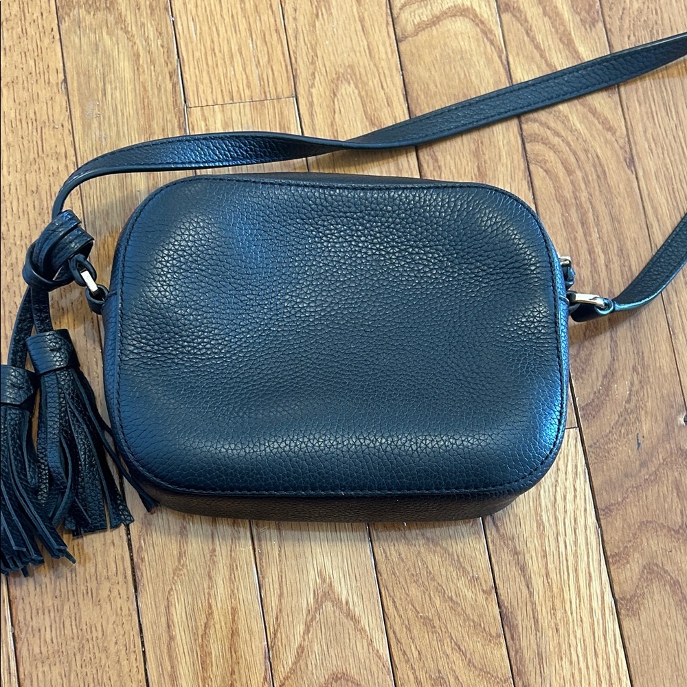 Tory Burch Black Pebbled Leather Crossbody with Tassel - Picture 9 of 12